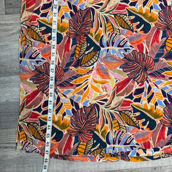 C+C California linen blend botanical short sleeve midi dress size large D2 - Picture 5 of 8